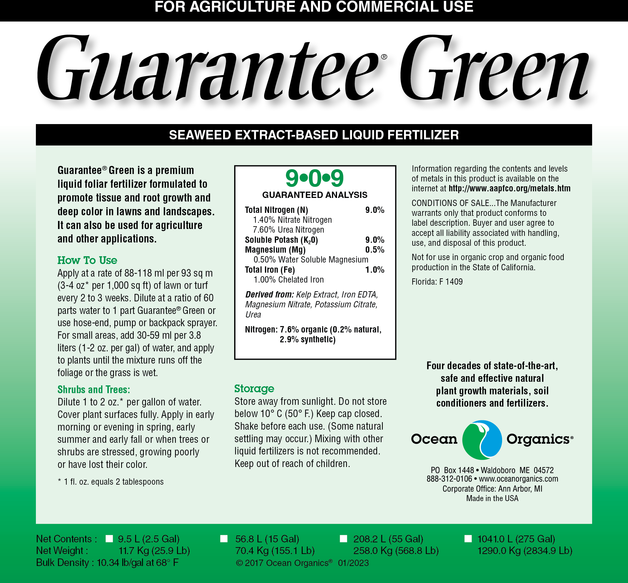 Guarantee Green | Ascophyllum nodosum | Crop Foliar Nutrition